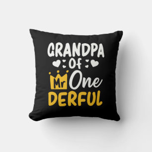 Father's Day Grandpa of Mr Onederful 1st Birthday Cushion