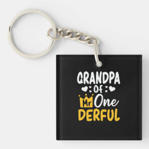 Father's Day Grandpa of Mr Onederful 1st Birthday Key Ring
