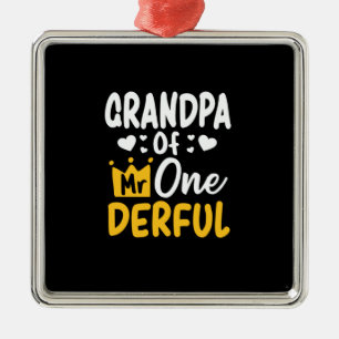 Father's Day  Grandpa of Mr Onederful 1st Birthday Metal Ornament