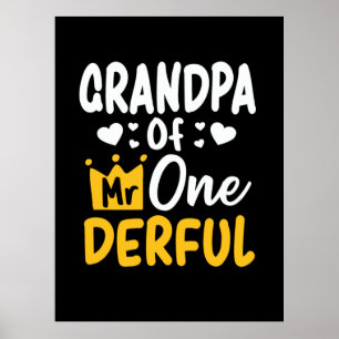Father's Day Grandpa of Mr Onederful 1st Birthday Poster