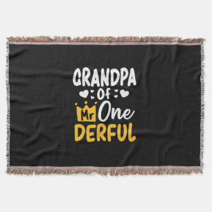 Father's Day Grandpa of Mr Onederful 1st Birthday Throw Blanket