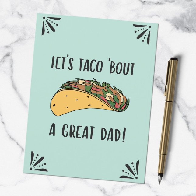 Fathers Day Great Dad Funny Taco Pun Quote Postcard (In situ)