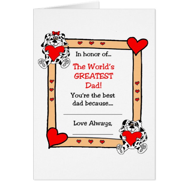 Father's Day Greeting Card/Worlds Greatest Dad (Front)