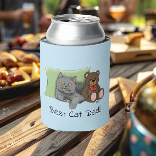 Father's Day Grey Cat Can Cooler