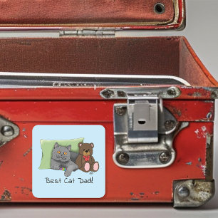 Father's Day Grey Cat Square Sticker