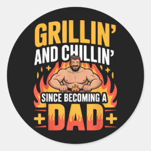 Fathers Day Grilling Dad Grillmaster Daddy Classic Round Sticker