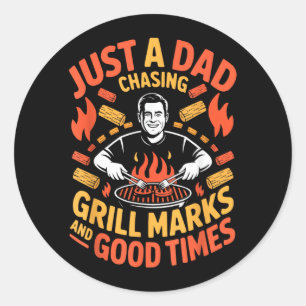 Fathers Day Grilling Dad Grillmaster Daddy Classic Round Sticker