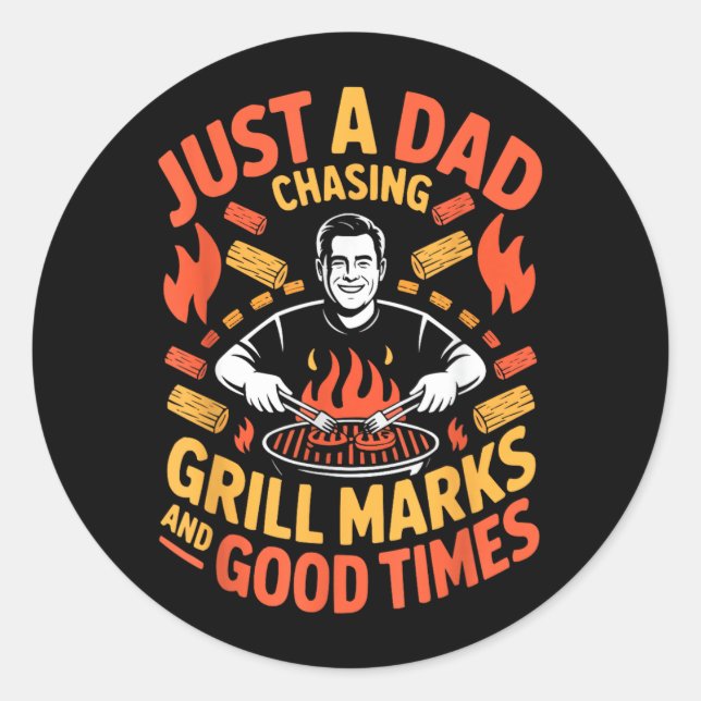 Fathers Day Grilling Dad Grillmaster Daddy Classic Round Sticker (Front)