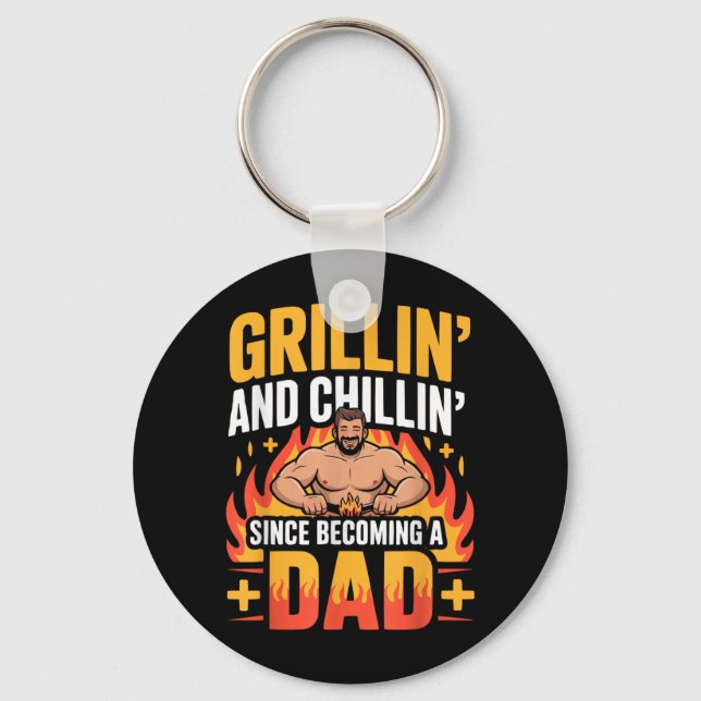 Fathers Day Grilling Dad Grillmaster Daddy Key Ring (Front)