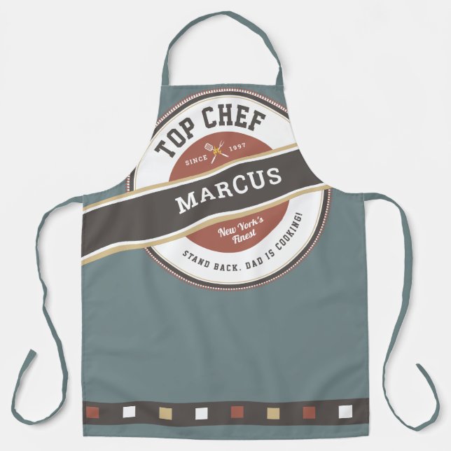 Father's Day Grillmaster Top Chef  Funny Apron (Front)