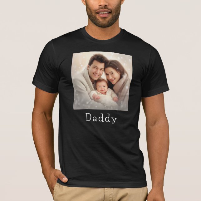 Father's Day Happy Family Daddy Custom Photo Name T-Shirt (Front)