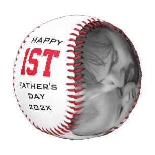 Father's Day Happy First Custom 2 Photo Baseball