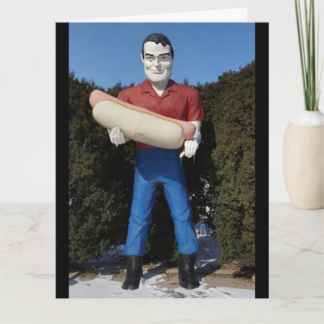 FATHER'S DAY HOT DOG GIANT MAN RETRO FUNNY CARD (Front)
