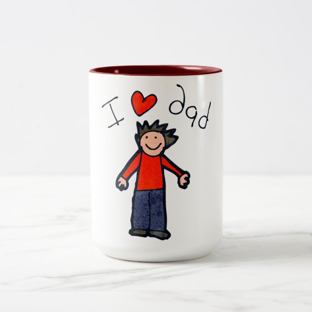Father's Day "I Love Dad" two toned mug. Two-Tone  Two-Tone Coffee Mug (Center)