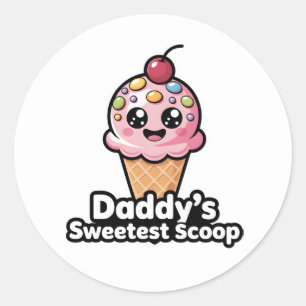 Father's Day Ice Cream Scoop Toddler Girl Dad Classic Round Sticker