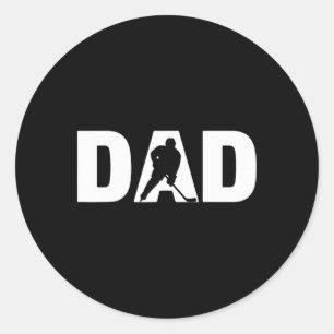 Fathers Day Ice Hockey Player Mens Ice Hockey Dad Classic Round Sticker