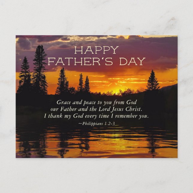 Father's Day Inspirational Bible Verse, Sunset Postcard (Front)