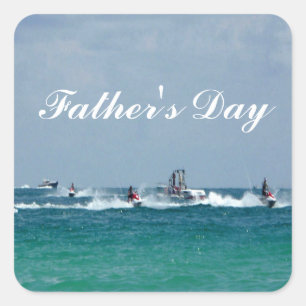 Father's Day Jet Skiing Square Sticker