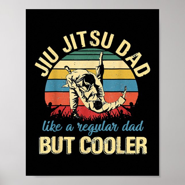 Father's Day Jiu Jitsu Dad Training Vintage Poster (Front)