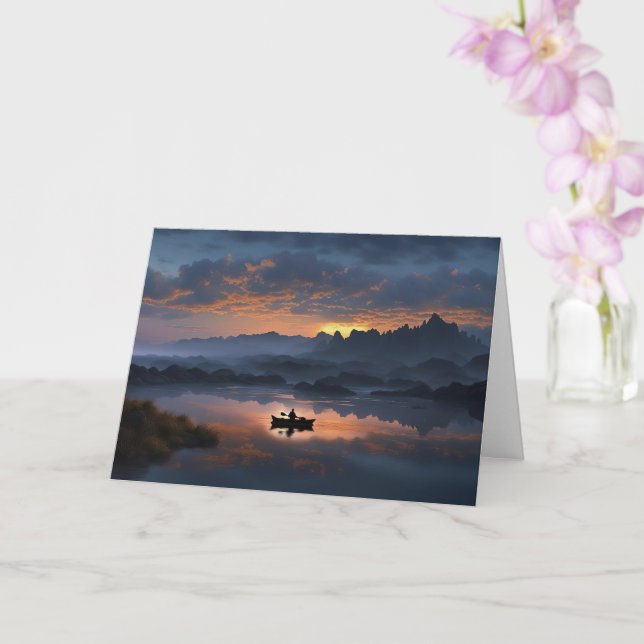 Fathers Day Kayak and Kayaker Card (Orchid)