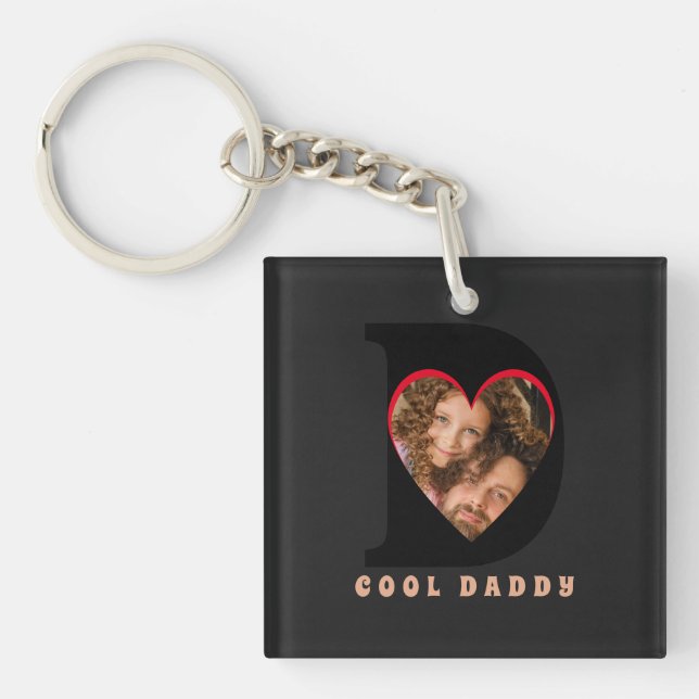  Father's Day Keepsake Photo Dad Heart Collage Key Ring (Front)