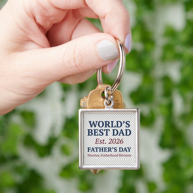 Father's Day Keychain - Argyle Plaid Navy & Gold (Hand)
