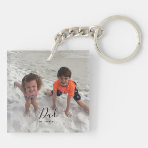 Fathers Day Kids Photo Dad Script Key Ring