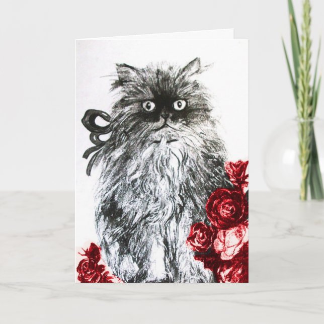 FATHER'S DAY KITTEN WITH RED ROSES CARD (Front)