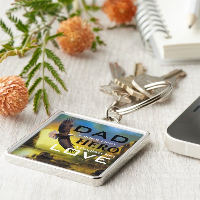 Father's Day Large Premium Square Keychain (Side)