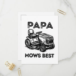 Fathers Day Lawn Tractor Riding Lawn Mower Invitation Postcard