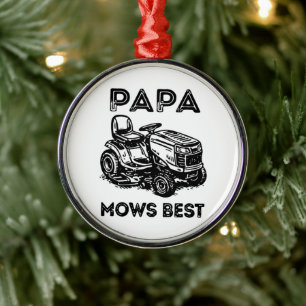 Fathers Day Lawn Tractor Riding Lawn Mower Metal Ornament