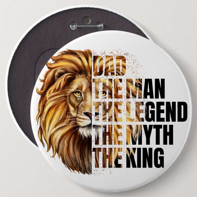 Father's Day Lion 6 Cm Round Badge (Front & Back)