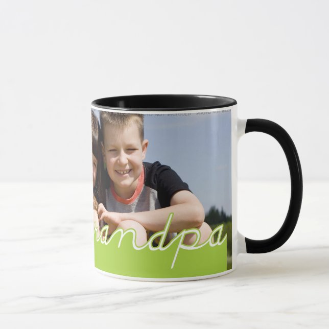 Fathers Day Love Grandpa Photo Green Text Design Mug (Right)