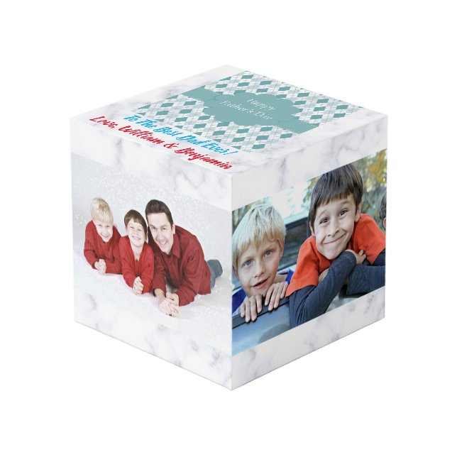 Father's Day Love Photo Collage 4 Pictures Cube (Front Angled)