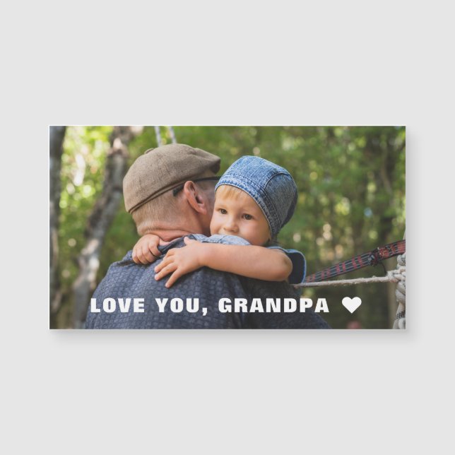 Father's Day Love You Grandpa Photo Magnet Card (Front)
