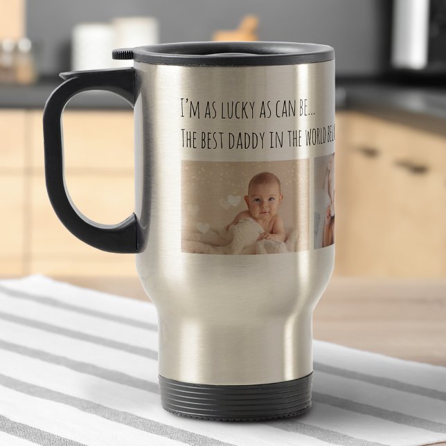 Father's Day | Lucky Me 3 Photos Customised Travel Mug (Father's Day | Lucky Me 3 Photos Customized Travel Mug)