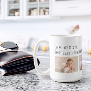 Father's Day Lucky Me Best Daddy Photos Customised Coffee Mug