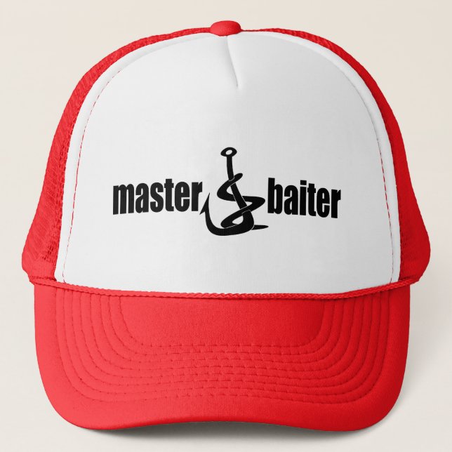 Father's Day Master Baiter Fishing Dad Trucker Hat (Front)