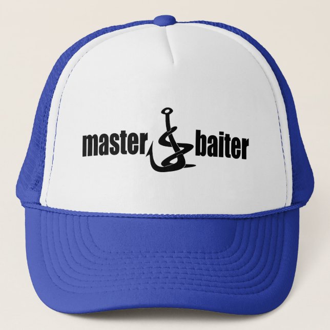 Father's Day Master Baiter Fishing Dad Trucker Hat (Front)
