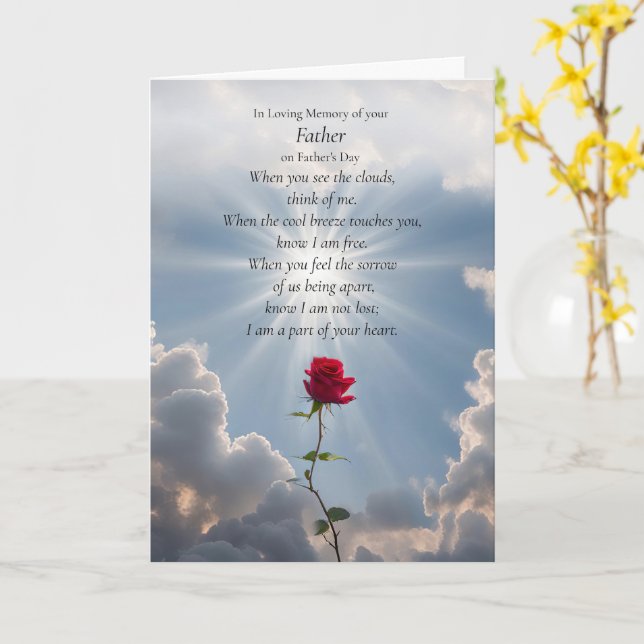 Fathers Day Memorial In Remembrance of your Father Card (Yellow Flower)