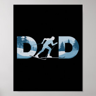 Fathers Day Mens Cross-country Skiing Dad Poster