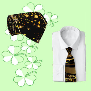 Fathers Day Modern Calligraphy Leafy Swirls Black  Tie