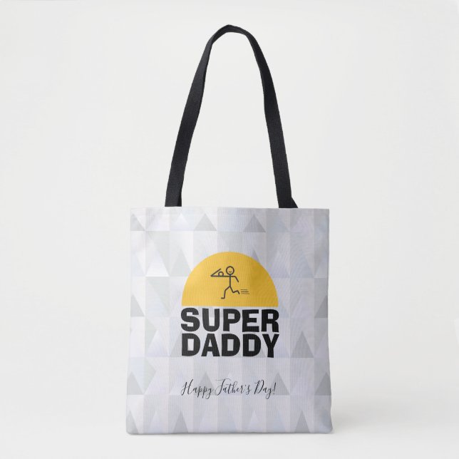 Father's Day Modern Design "SUPER DAD" Trendy Tote Bag (Front)
