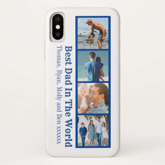 Father's Day Modern Photo Collage Case-Mate iPhone Case (Back)