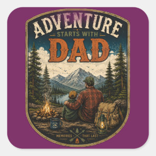 Father's Day Mountain Outdoor Design Square Sticker