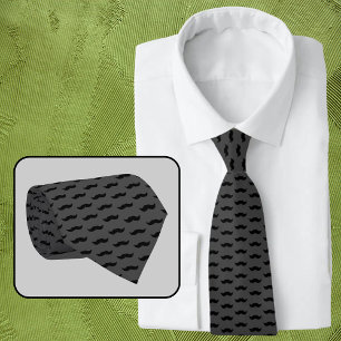 Father's Day Moustache Stylish Grey Black Pattern Tie
