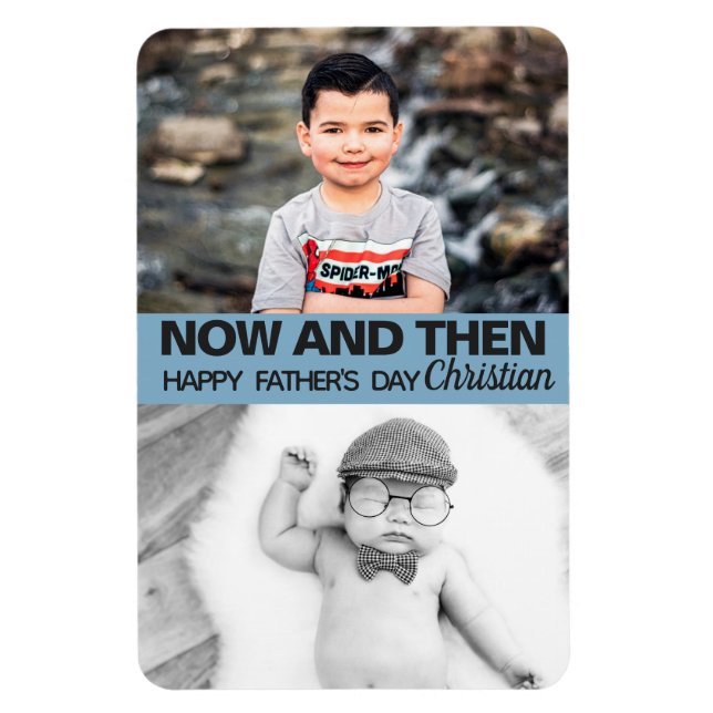  Father's day Now and then son's photographs Magnet (Vertical)