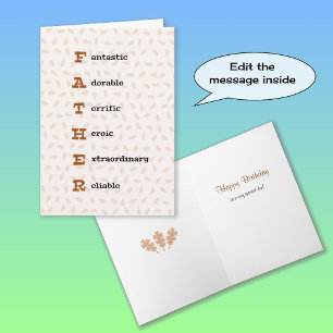 Father's day or birthday text oak leaves card