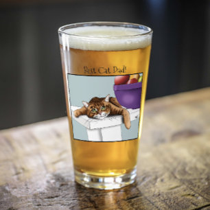 Father's Day Orange Tabby Cat Glass