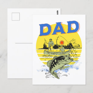 Father's Day Outdoors Fishing Boating Camping Dad Postcard